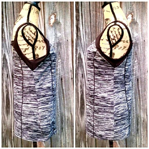 Black White Tank Top Victoria's Secret VSX Size L Space Dye Stretch Sleeveless - Picture 2 of 10